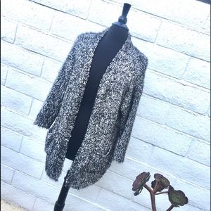 Black and White Eye Lash Cardigan Sweater